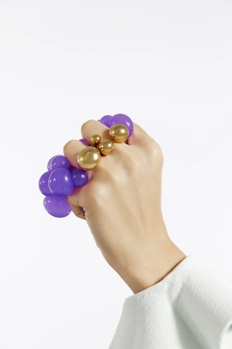 Gold Ring with Three Balls - Image 3