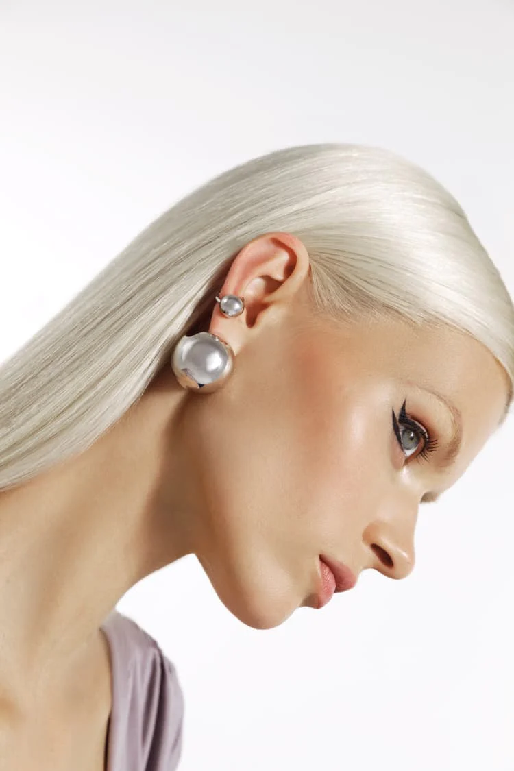 Silver Ball Earring - Image 3