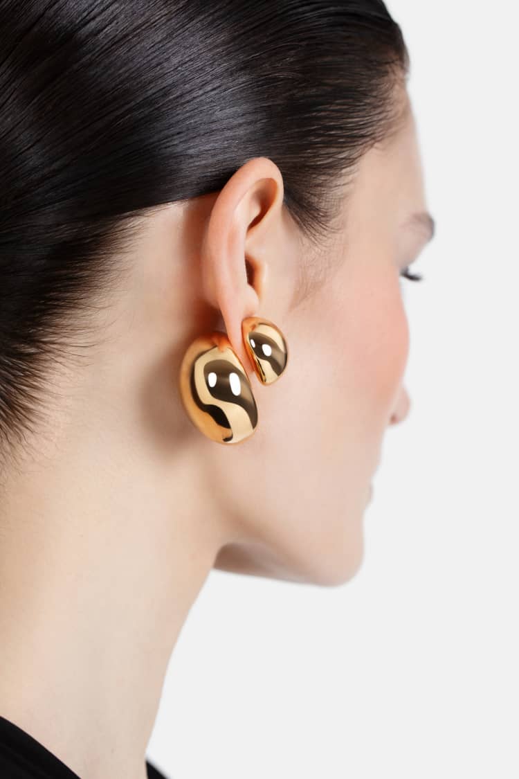 Bold Double Stud Earrings in Gold - Image 4