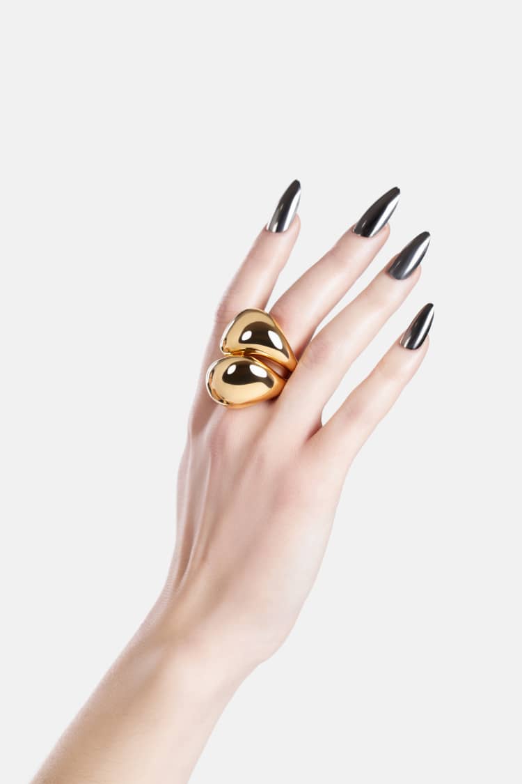 Bold Organic Ring Set in Gold - Image 3