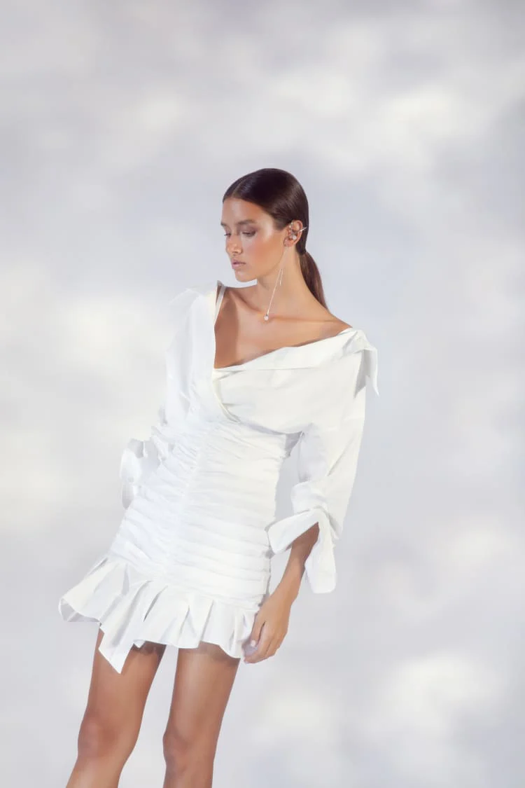 Silver Pearl Ear Cuff with Chain - Image 3