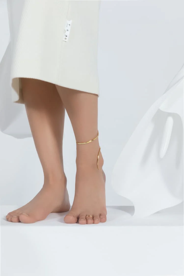 Gold Spiral Ankle Bracelet - Image 4