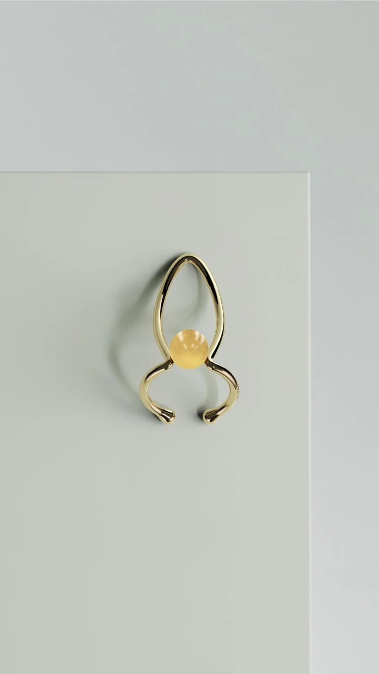 Gold Nail Ring with Embedded Stone - Image 5