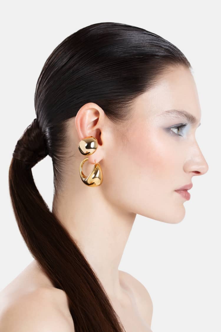 Organic Drop Earrings in Gold - Image 4