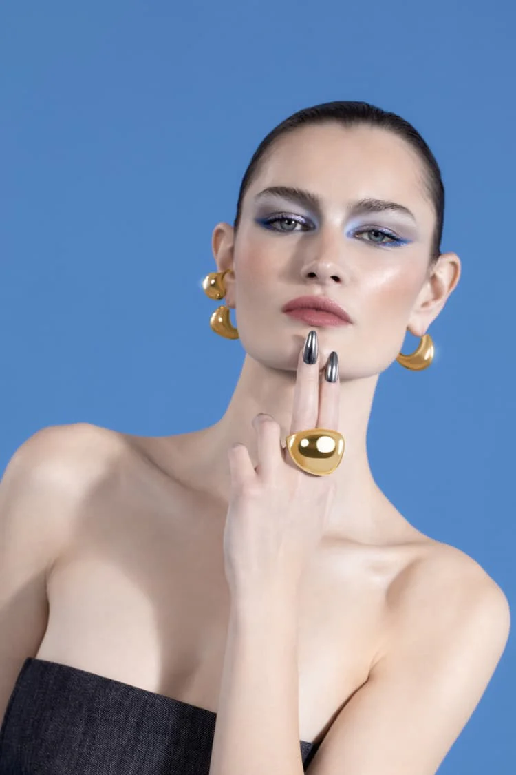 Organic Drop Earrings in Gold - Image 5