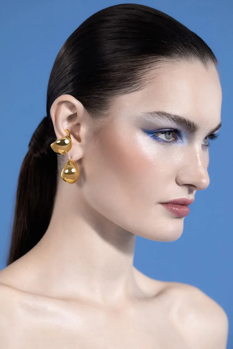 Organic Drop Earrings in Gold - Image 6