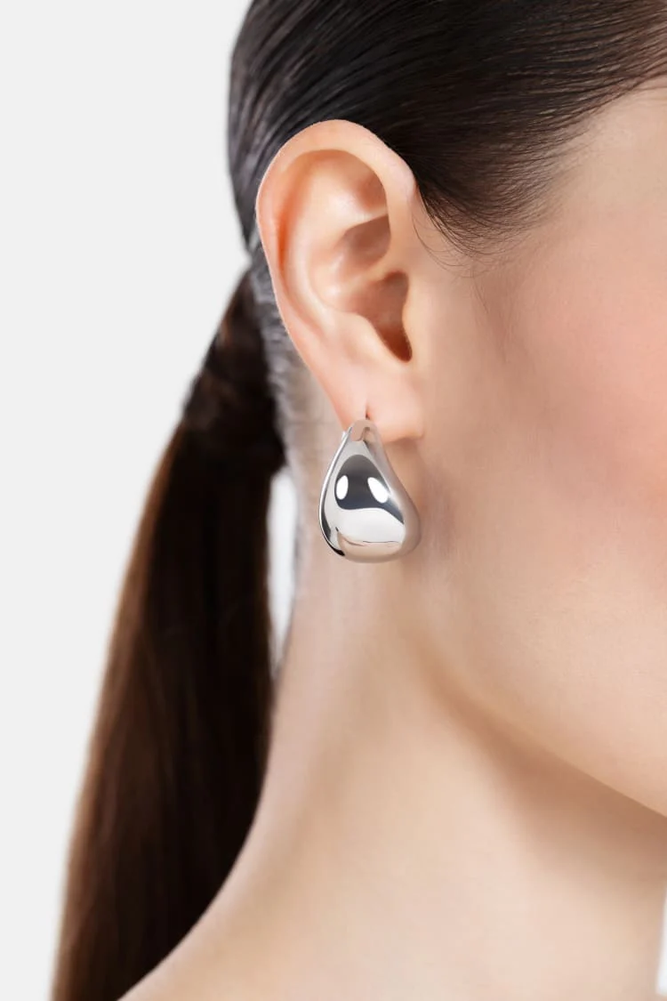 Organic Drop Earrings in Silver - Image 3