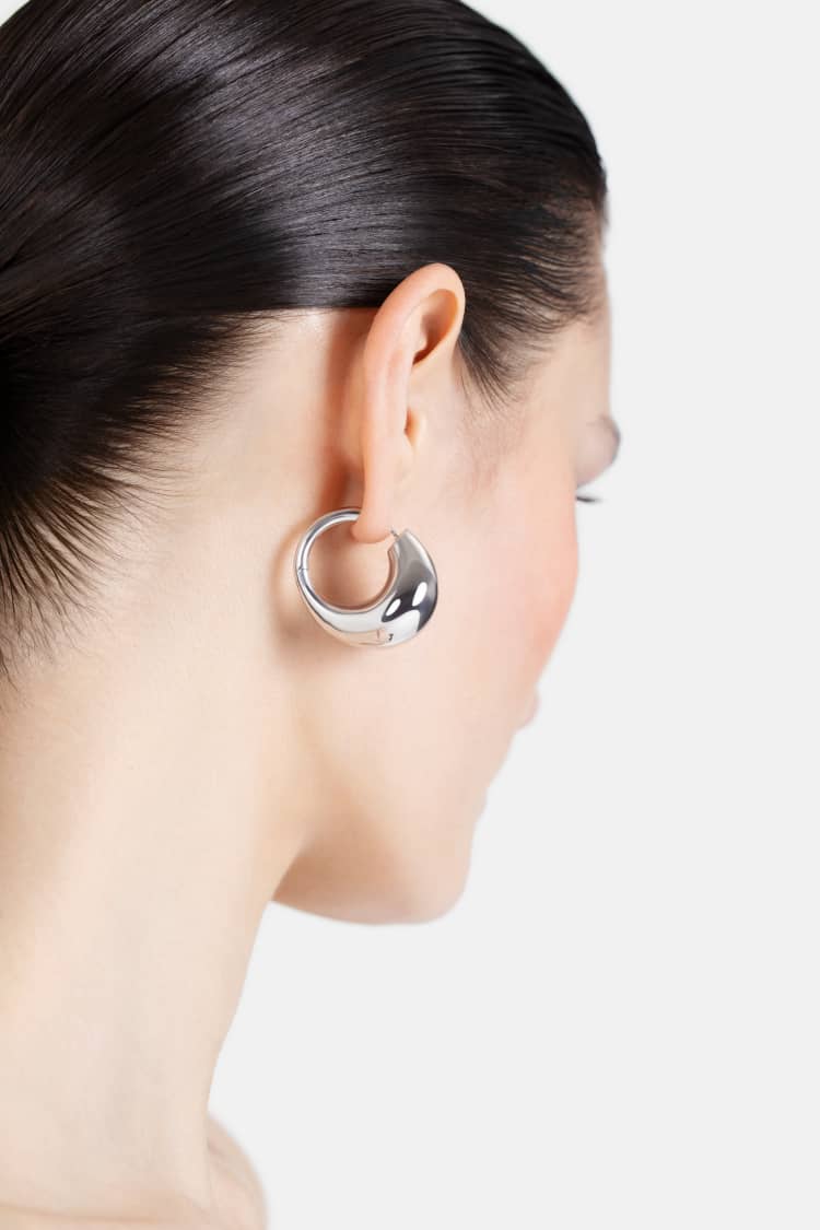 Organic Drop Earrings in Silver - Image 4