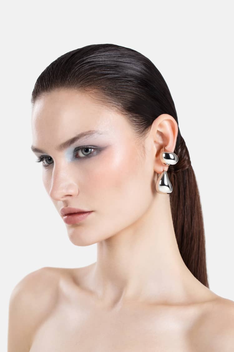 Organic Drop Earrings in Silver - Image 5