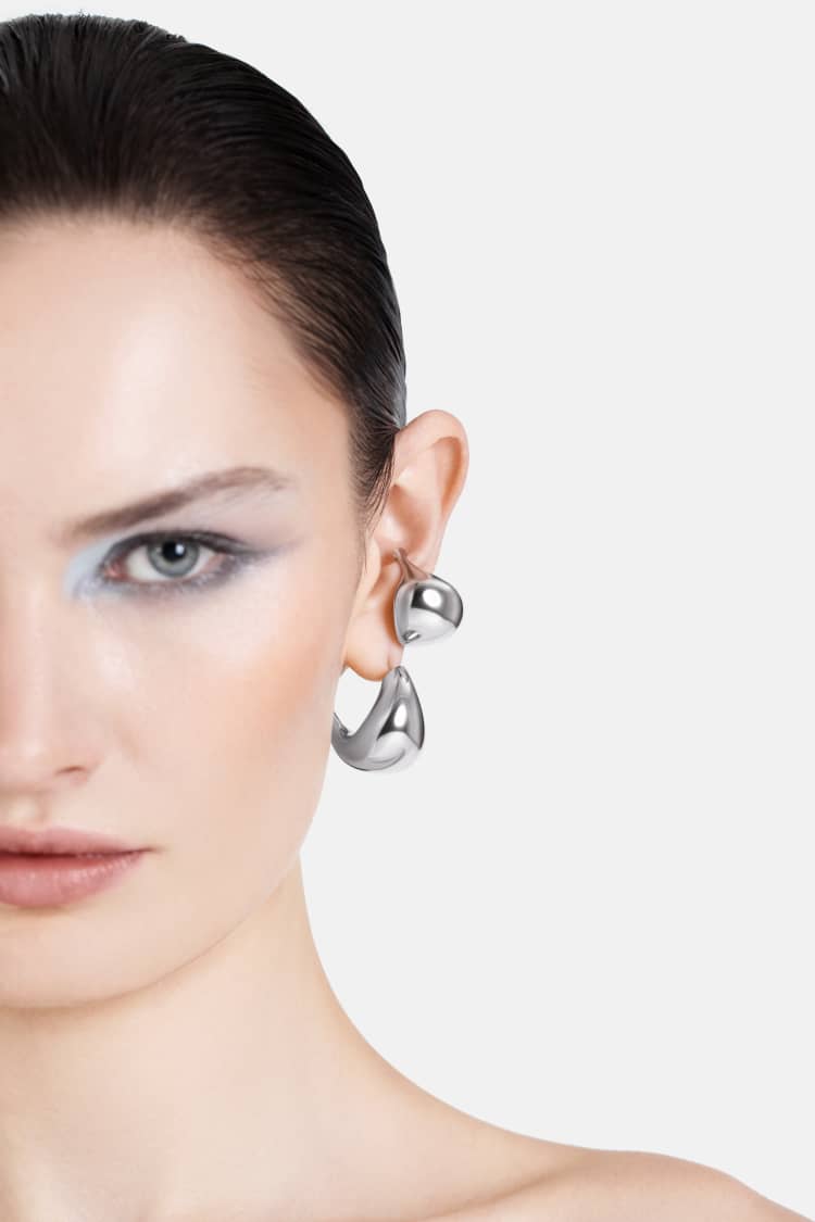 Organic Drop Earrings in Silver - Image 6