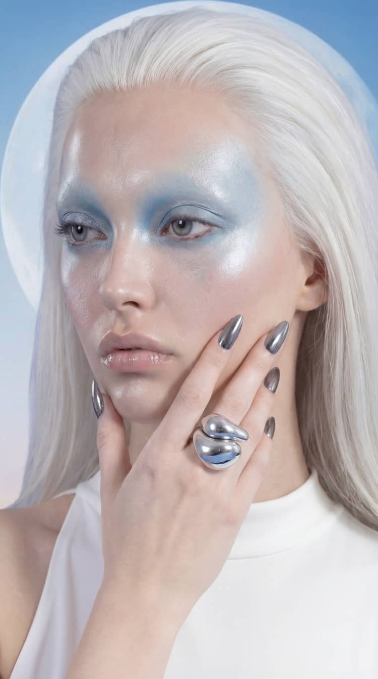 Organic Ring Set in Silver - Image 4