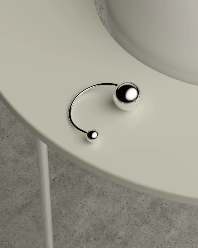 Silver Ball Ear Cuff - Image 4