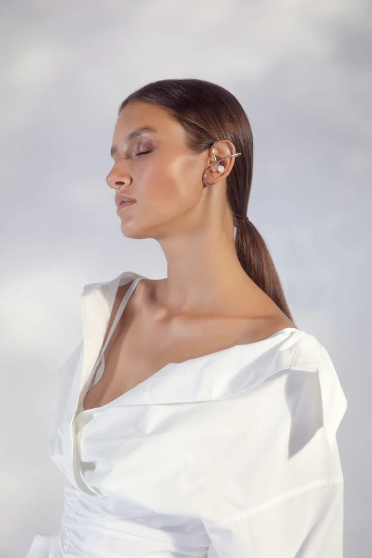 Silver Pearl Ear Cuff - Image 4