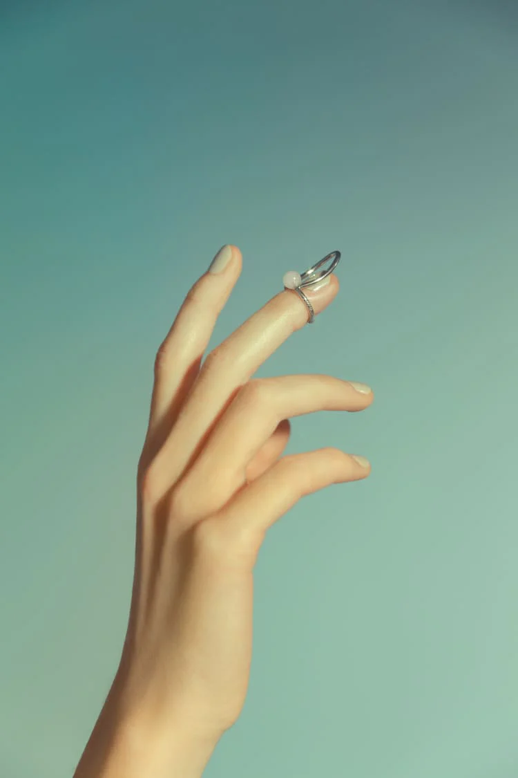 Silver Nail Ring with Embedded Stone - Image 3